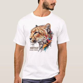 チーターの頭のカラフルデザインのシャツ Tシャツ