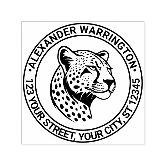 チーターの頭#1名前戻り先住所 セルフインキングスタンプ (デザイン)