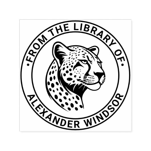 チーターの頭 #1 図書館の本の名前 セルフインキングスタンプ (デザイン)