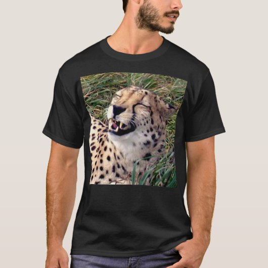 チーターは大きな笑みを浮かべて顔 Tシャツ (正面)