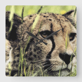 「チーターを隠す」 スクエア壁時計