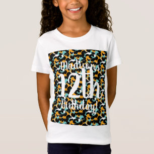 チーターアニマルプリントの誕生日Tシャツ 女の子用 Tシャツ