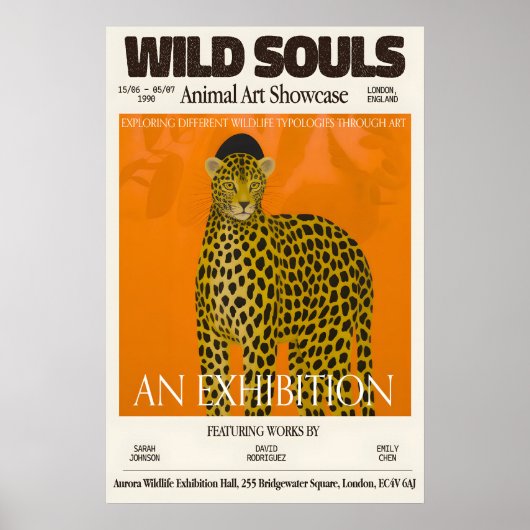 チーターアートプリント ビンテージ ロンドン野生生物 ポスター (正面)