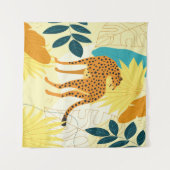 チーターカラフル葉トロピカル壁紙スロー タペストリー (正面(横))