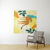 チーターカラフル葉トロピカル壁紙スロー タペストリー (インサイチュ(横))