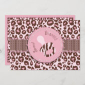 チーターガール招待状カードピンクD 招待状 (正面/裏面)