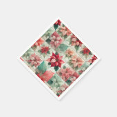 チーターキルトウォーターカラーポインセティアデクーページ スタンダードカクテルナプキン (角)