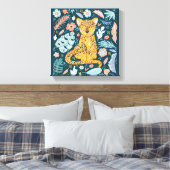 チーターズかわいいフローラ キャンバスプリント (インサイチュ (寝室))