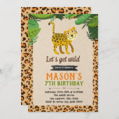チーターヒョウパーティーの誕生日の招待 招待状 (正面/裏面)
