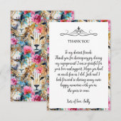 チーターフローラボホ水色パターン サンキューカード (正面/裏面)