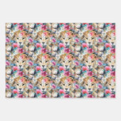 チーターフローラボホ水色パターン ラッピングペーパーシート (正面)