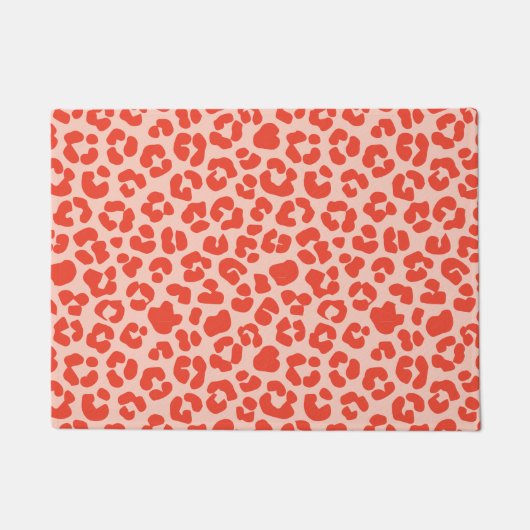 チータープリントパタン赤 ドアマット (正面)