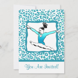 チータープリント体操ターコイズ招待状 招待状