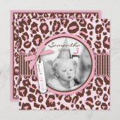 チータープリント写真テンプレート誕生日 招待状 (正面/裏面)
