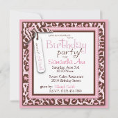 チータープリント写真テンプレート誕生日 招待状 (裏面)