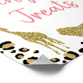 チータープリント金ゴールドグリッターサファリ誕生日標識 ポスター (角)