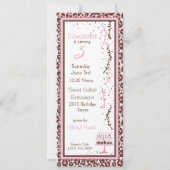 チータープリント&お誕生日ケーキ写真テンプレート 招待状 (裏面)