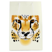 チーターヘッドクローズアップイラストレーション ミディアムペーパーバッグ (正面)