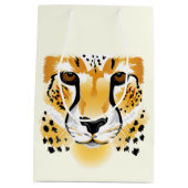 チーターヘッドクローズアップイラストレーション ミディアムペーパーバッグ (裏面)