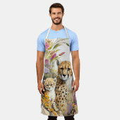 チーターベビーと母 エプロン (着用した状態)