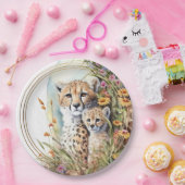 チーターベビーと母 ペーパープレート (パーティー)