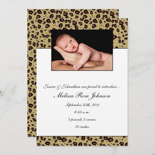 チーターベビー誕生 案内状 (正面/裏面)