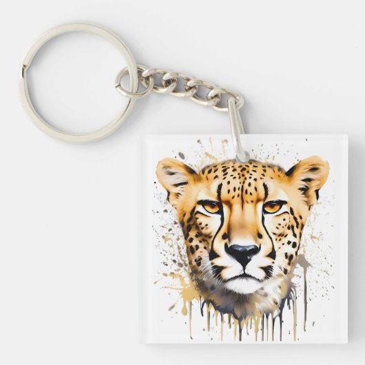 チーターポートレート キーホルダー (正面)