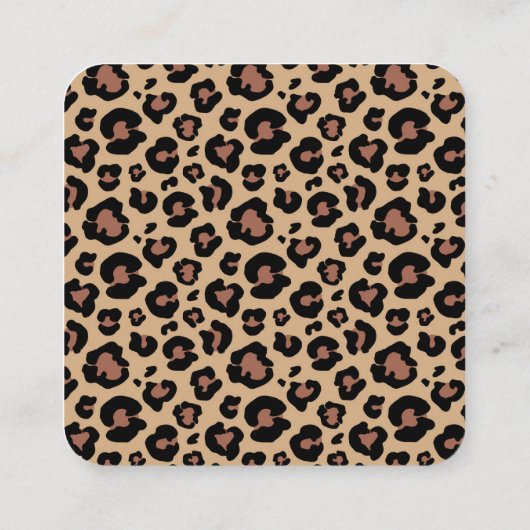 チーターレオパードダイアモンドピンクの輝き輝き スクエア名刺 (裏面)