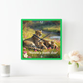 「チーター一家の瞬間」 スクエア壁時計 (ホーム)