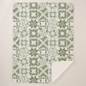 チーター伝統的パッチワーク星キルトグリーン シェルパブランケット (正面)