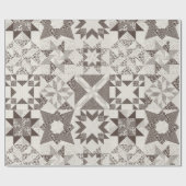 チーター伝統的パッチワーク星キルトブラック ラッピングペーパー (フラット)