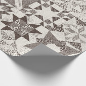 チーター伝統的パッチワーク星キルトブラック ラッピングペーパー (角)