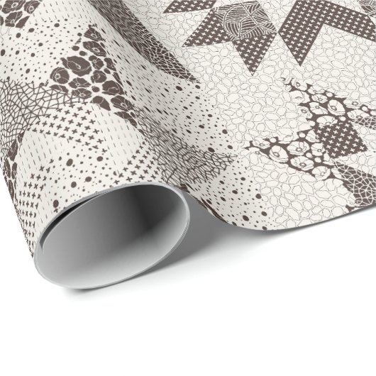 チーター伝統的パッチワーク星キルトブラック ラッピングペーパー (ロールコーナー)