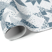 チーター伝統的パッチワーク星キルトブルー ラッピングペーパー (ロールコーナー)