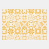 チーター伝統的パッチワーク星キルトホワイト ラッピングペーパーシート (正面3)