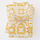 チーター伝統的パッチワーク星キルトホワイト ラッピングペーパーシート (インサイチュ)