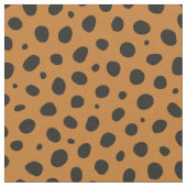 チーター動物パターン黒オレンジ色水玉模様 ファブリック (クローズアップ)