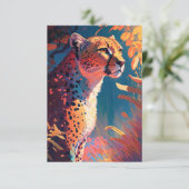 チーター動物ポートレート絵画の野生生物アウトドア サンキューカード (スタンド正面)