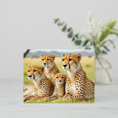 チーター動物自然野生動物の気に愛情 箔シーズンポストカード (立ち正面)