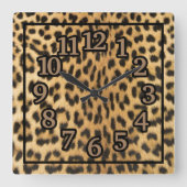 チーター大きな猫アニマルプリント スクエア壁時計 (正面)