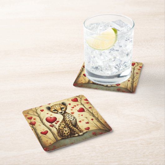 チーター愛3 スクエアペーパーコースター (インサイチュ)