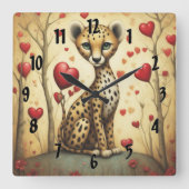 チーター愛3 スクエア壁時計 (正面)