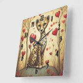 チーター愛3 スクエア壁時計 (傾斜)