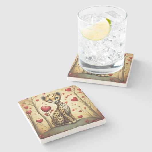 チーター愛3 ストーンコースター (横)