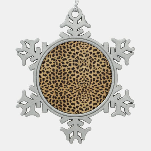 チーター柄 スノーフレークピューターオーナメント (正面)