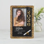 チーター柄 2023年度 卒業おめでとう 招待状 (スタンド正面)