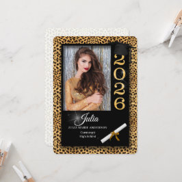 チーター柄 2023年度 卒業おめでとう 招待状