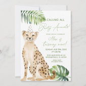 チーター男の子サバンナ誕生日 招待状 (正面)