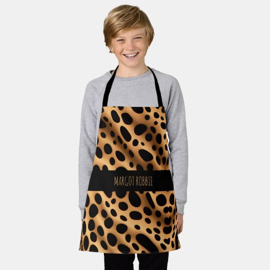 チーター皮膚抽象芸術幾何学的パターン エプロン (着用した状態)