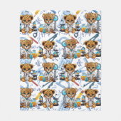 チーター科学者実験パターン フリースブランケット (正面)